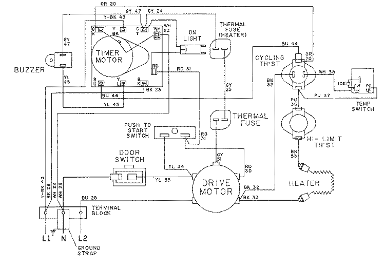 WIRING INFORMATION - LDE7314ACx Diagram and Parts List for LDE7314ACL  Maytag Dryer