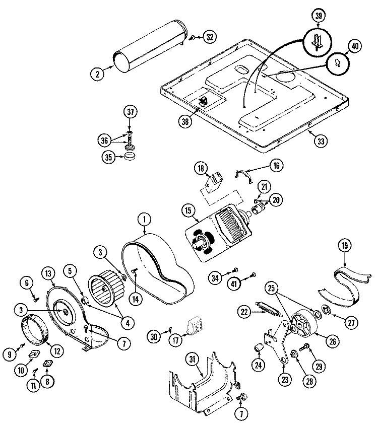 MOTOR DRIVE Diagram and Parts List for LDG7304EGE  Maytag Dryer