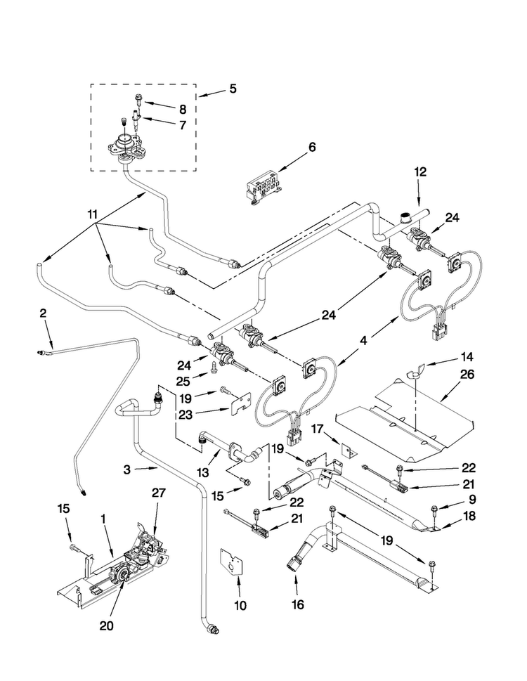 Manifold Parts Diagram and Parts List for JGS8850CDS02  Jenn-Air Range