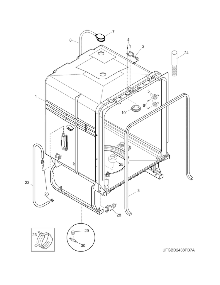 Tub Diagram and Parts List for CDB900NB5A  Crosley Dishwasher
