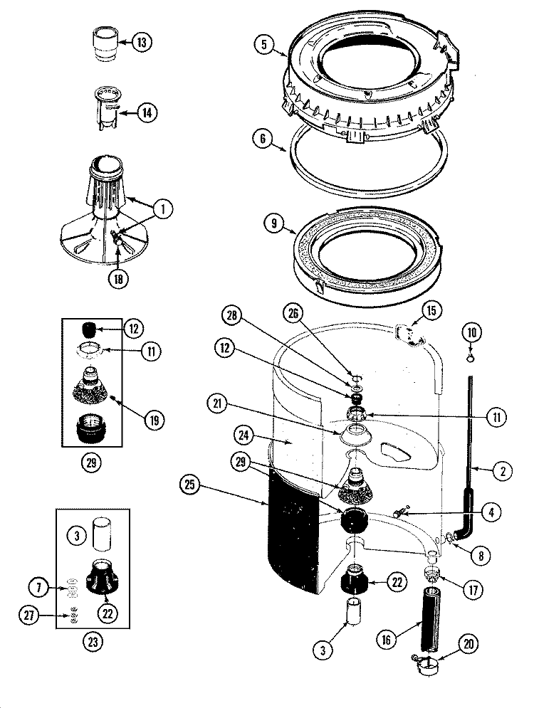 TUB Diagram and Parts List for LAT7314AAL  Maytag Washer