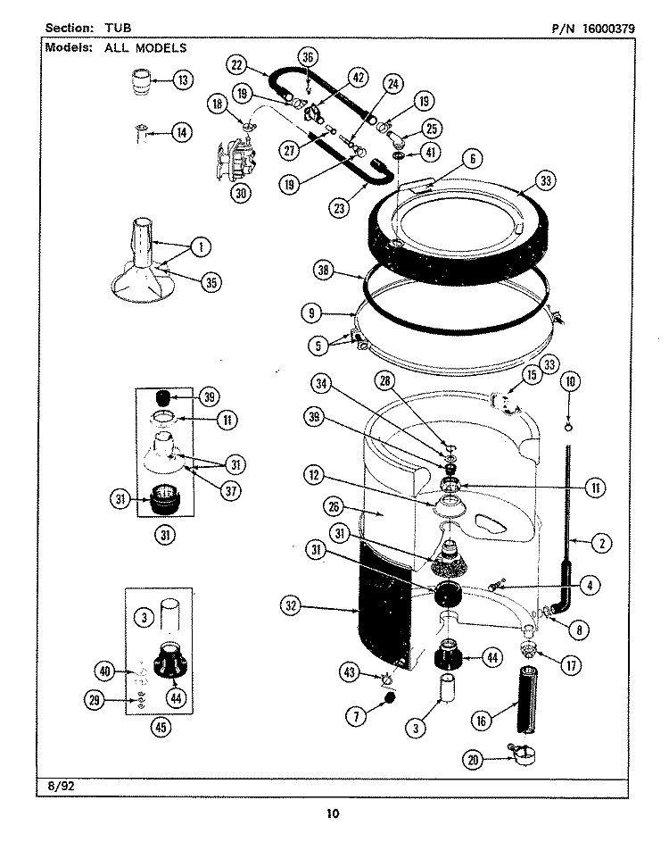TUB Diagram and Parts List for LAT7480AAW  Maytag Washer