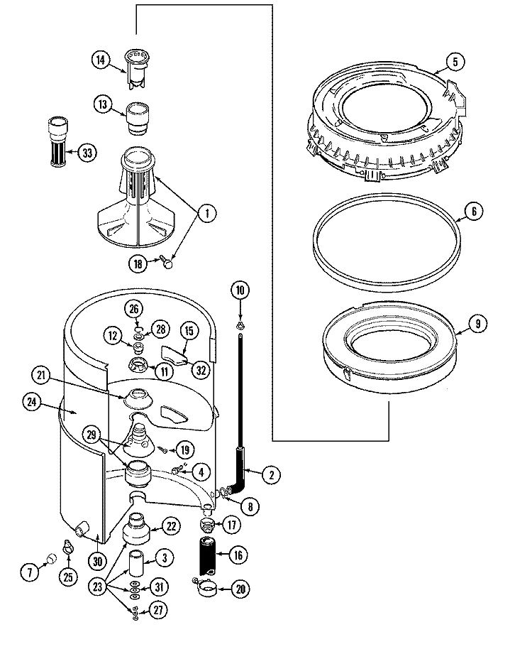 TUB Diagram and Parts List for LAT9304DAL  Maytag Washer