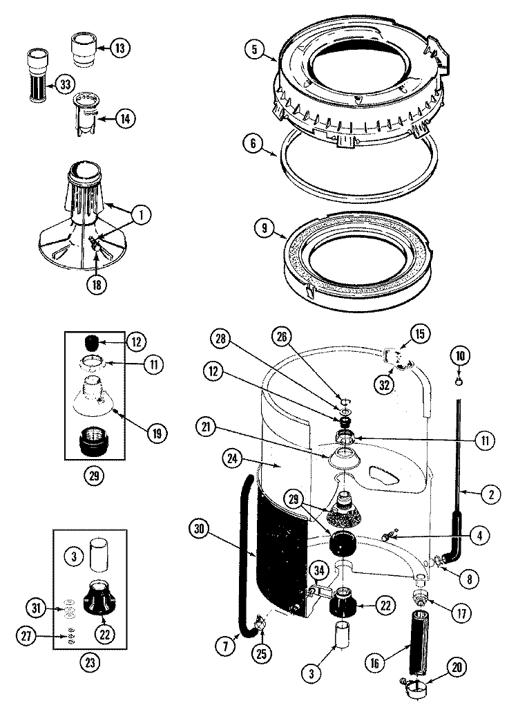 TUB Diagram and Parts List for LAT9704DAL  Maytag Washer