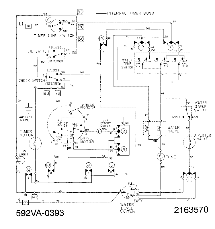 WIRING INFORMATION (LAW9704AAx) Diagram and Parts List for LAW9704AAE  Maytag Washer
