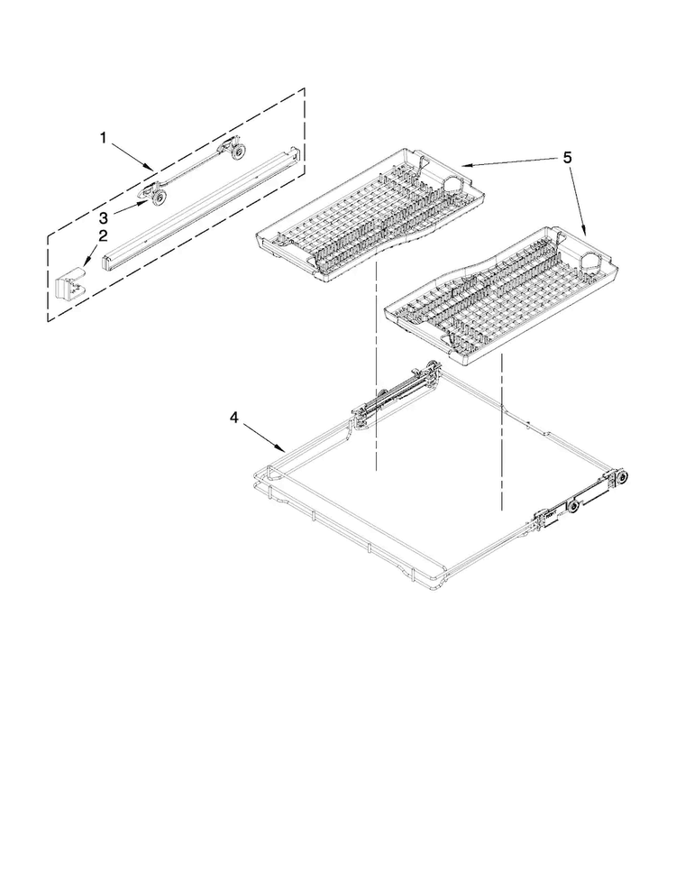 Third Level Rack And Track Parts Diagram and Parts List for JDB8700AWS0  Jenn-Air Dishwasher