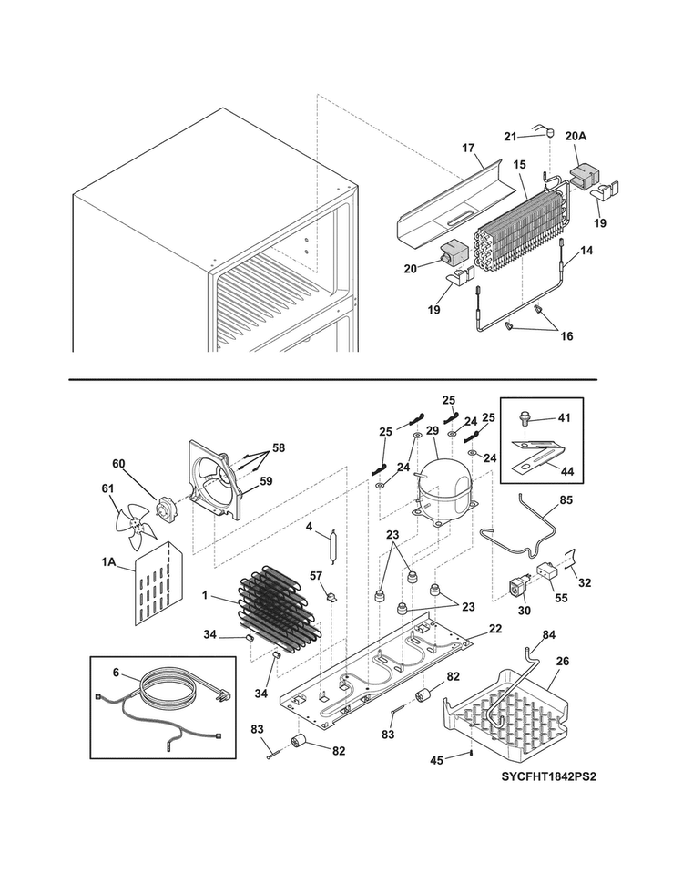 System Diagram and Parts List for CRT182HQW1  Crosley Refrigerator