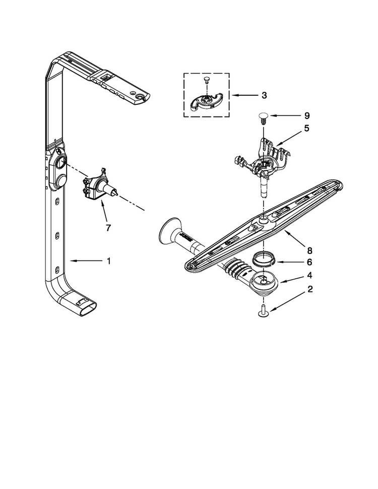 Upper Wash And Rinse Parts Diagram and Parts List for MDB4709AWB0  Maytag Dishwasher