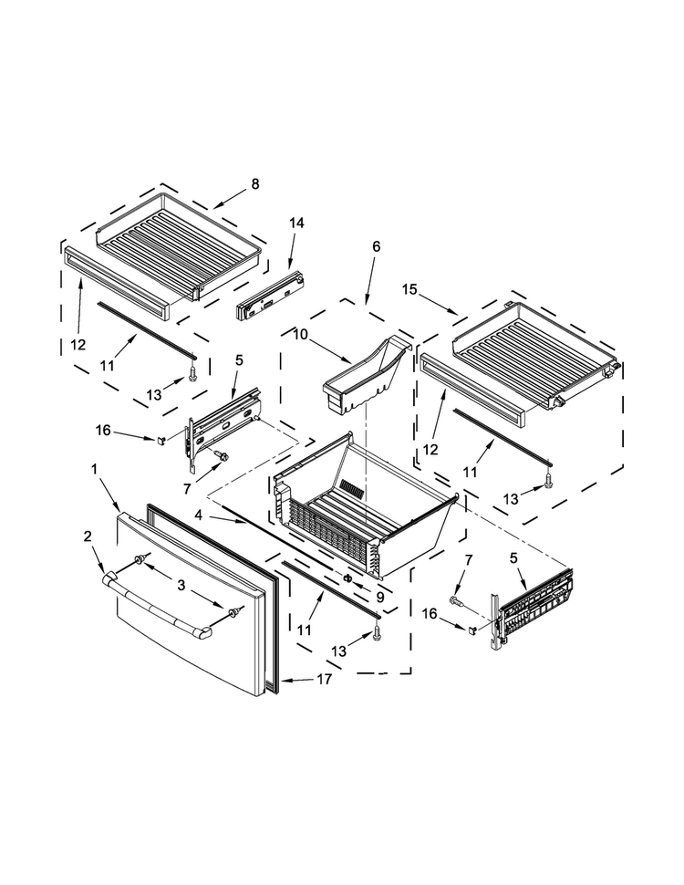 Freezer Door Parts Diagram and Parts List for JFX2897DRP01  Jenn-Air Refrigerator