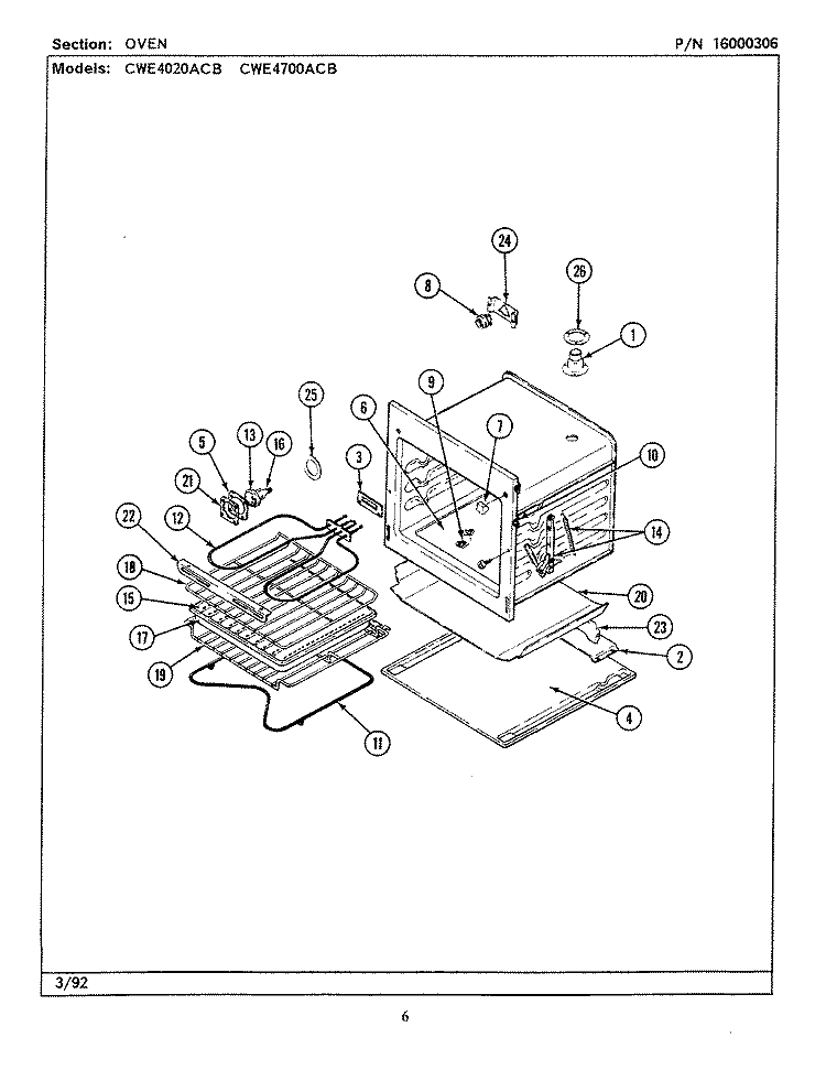 OVEN (CWE4020ACB, CWE4700ACB) Diagram and Parts List for CWE4700ACB  Maytag Wall Oven