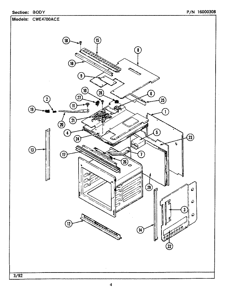 BODY (CWE4700ACE) Diagram and Parts List for CWE4700ACE  Maytag Wall Oven