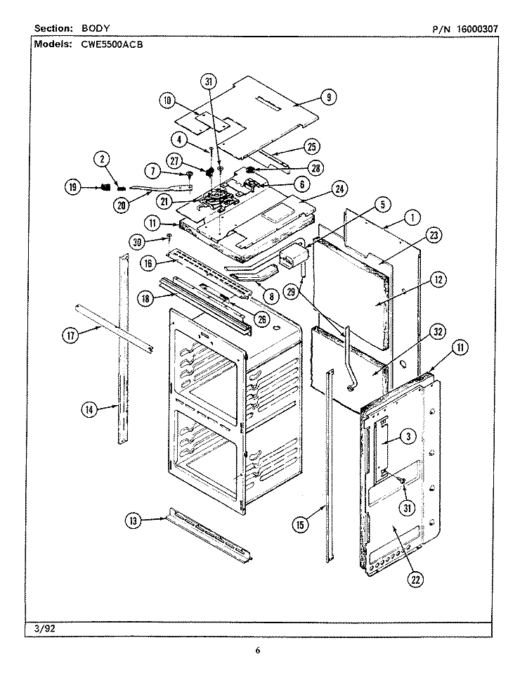BODY (CWE5500ACB) Diagram and Parts List for CWE5500ACB  Maytag Wall Oven