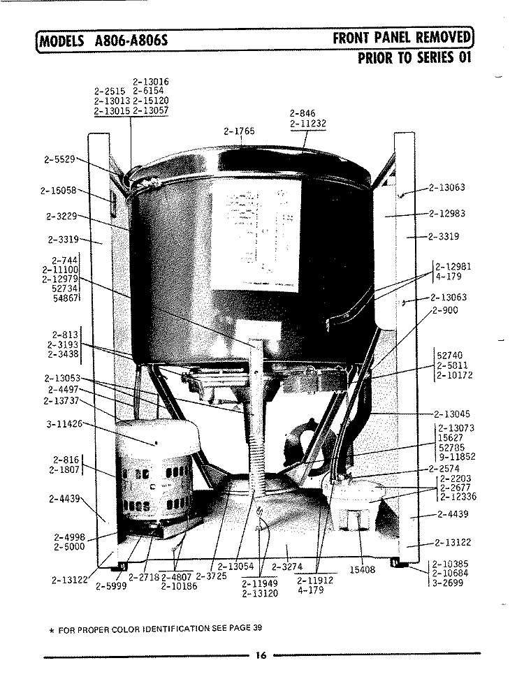 PANEL (FRONT) (SERIES 00) Diagram and Parts List for LA806  Maytag Washer