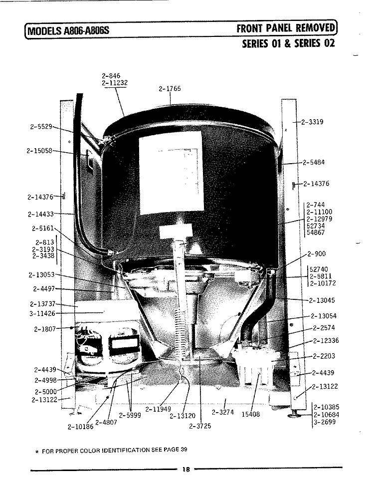 PANEL (FRONT) (SERIES 01) Diagram and Parts List for LA806  Maytag Washer