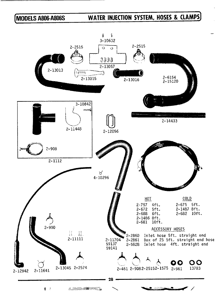 WATER INJECTION SYSTEM, HOSES & CLAMPS Diagram and Parts List for LA806  Maytag Washer