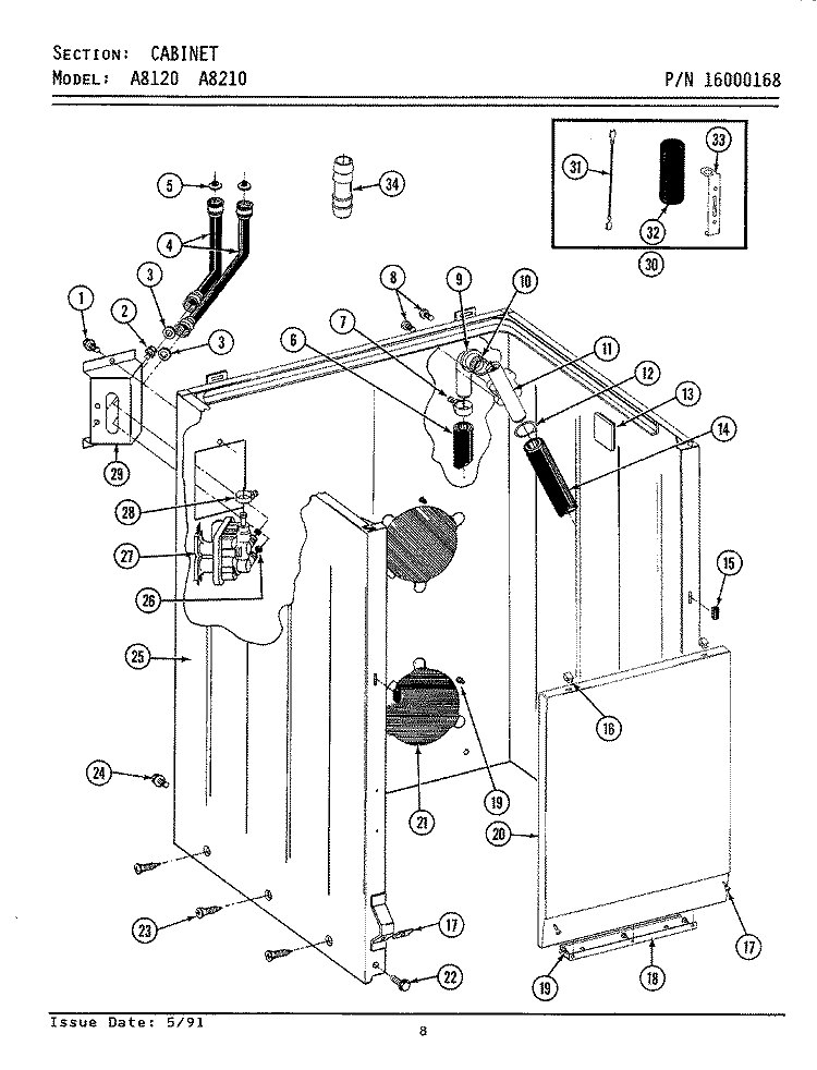 CABINET Diagram and Parts List for A8120  Maytag Washer