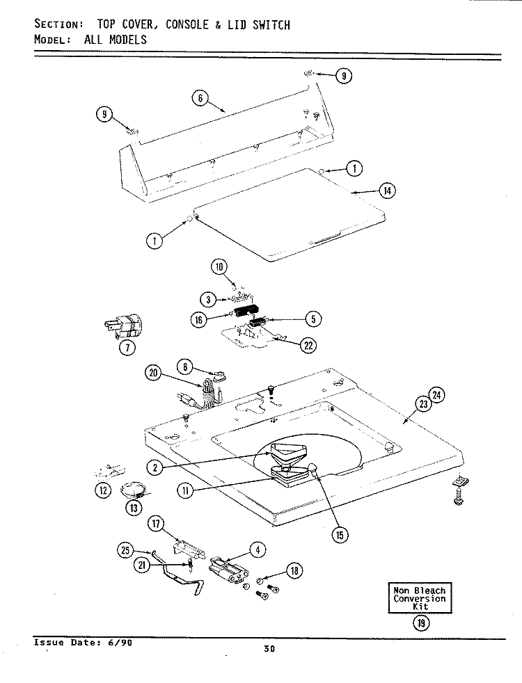 TOP Diagram and Parts List for LAT7500AIW  Maytag Washer