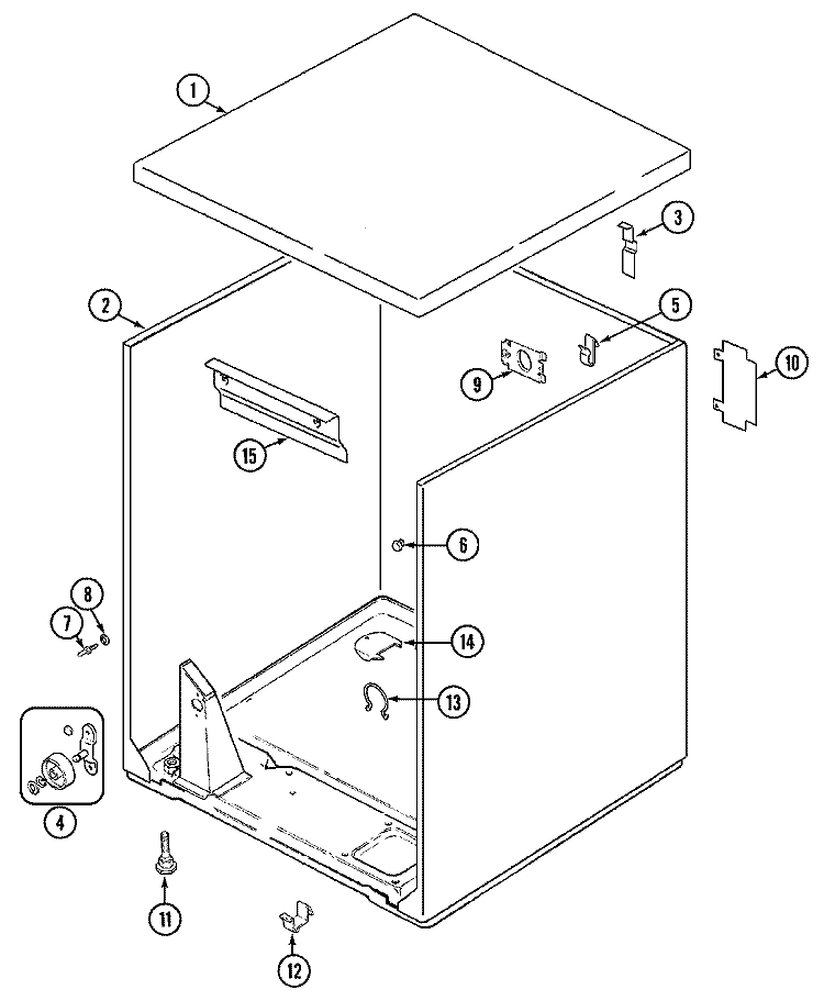 CABINET Diagram and Parts List for ADE20N3V  Admiral Dryer