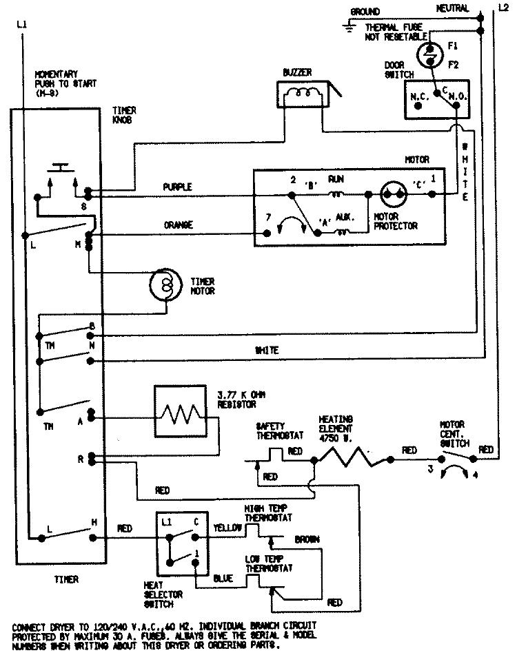 WIRING INFORMATION Diagram and Parts List for ADE20N3V  Admiral Dryer