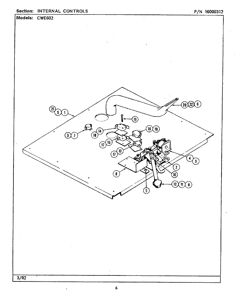 INTERNAL CONTROLS Diagram and Parts List for CWE602  Maytag Wall Oven