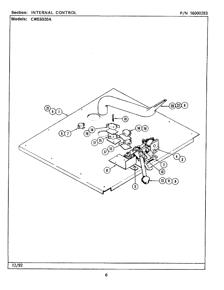 INTERNAL CONTROLS Diagram and Parts List for CWE6020ACB  Maytag Wall Oven