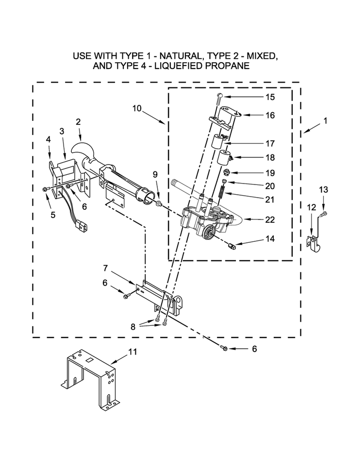Burner Assembly Diagram and Parts List for MDG28PNCGW0  Maytag Dryer