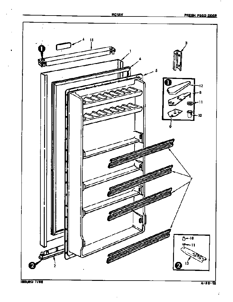 Fresh Food Door Diagram and Parts List for RC12H E8S00 Maytag Refrigerator