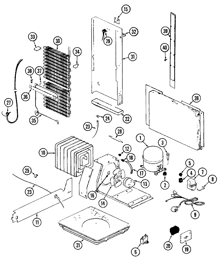 UNIT COMPARTMENT & SYSTEM Diagram and Parts List for JRSDE227B  Jenn-Air Refrigerator