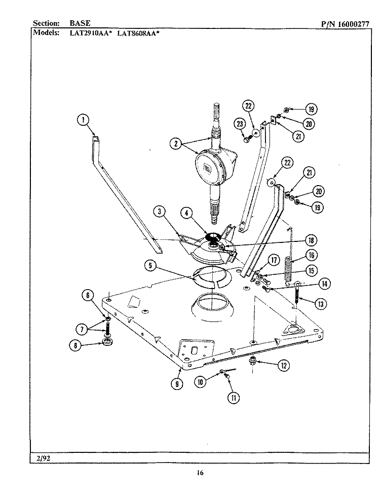 BASE Diagram and Parts List for LAT2910AAW  Maytag Washer