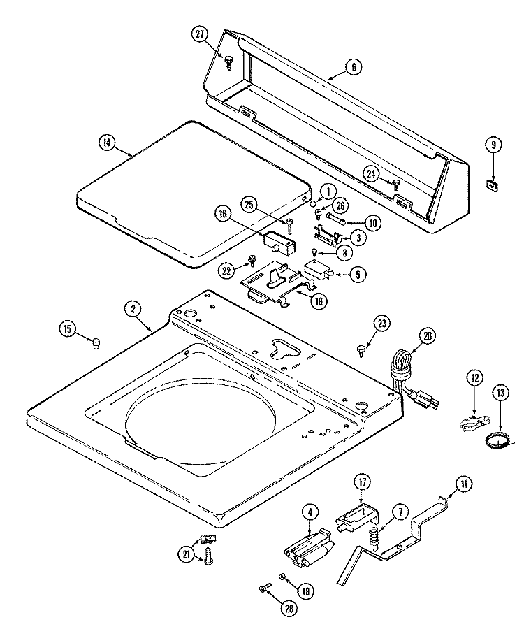 TOP Diagram and Parts List for LAT8600AAE  Maytag Washer