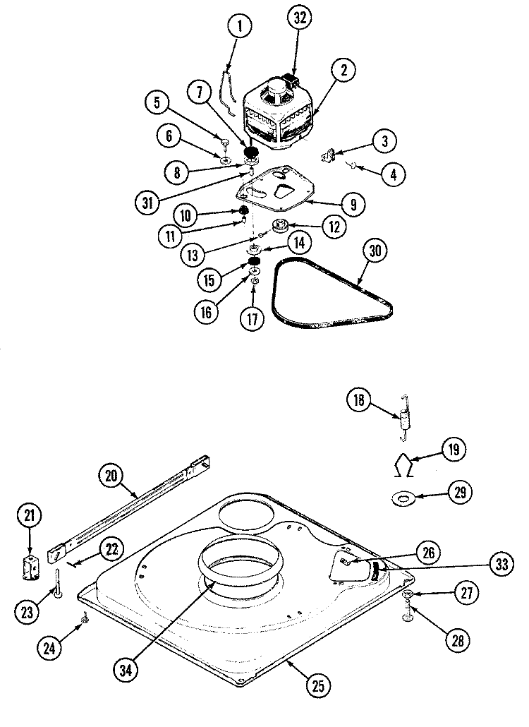 BASE Diagram and Parts List for W20HV3S  Magic Chef Washer