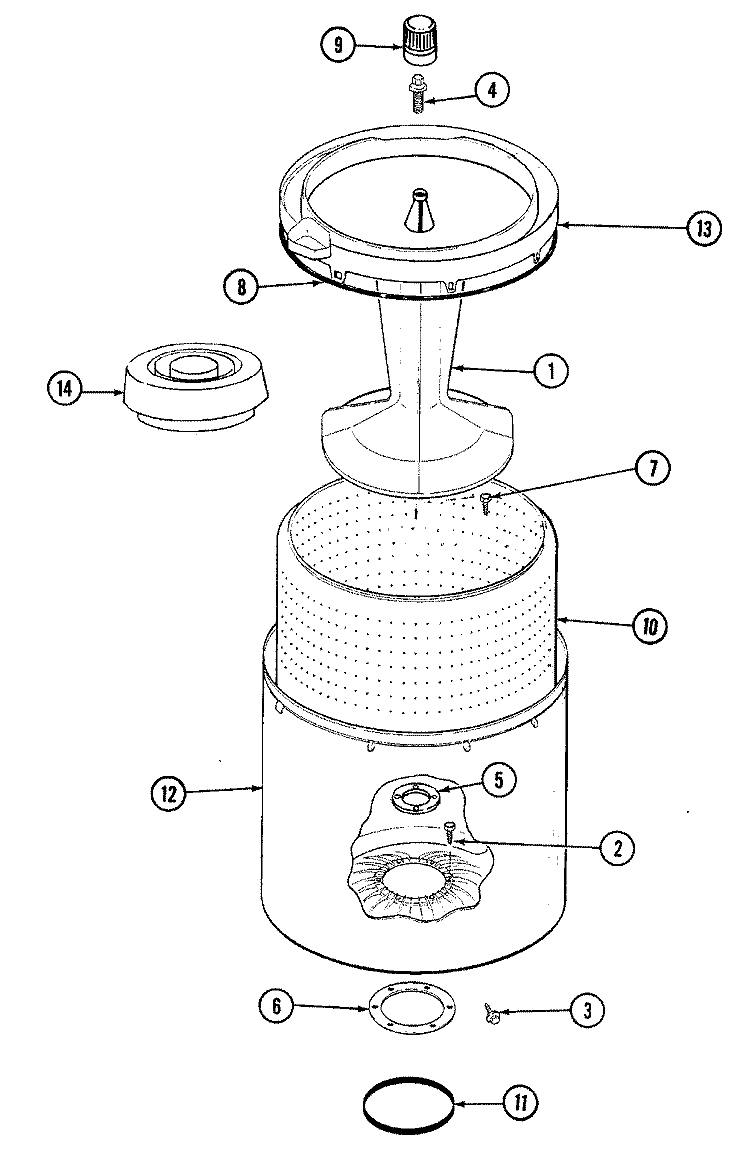 TUB Diagram and Parts List for LWN204VC  Norge Washer