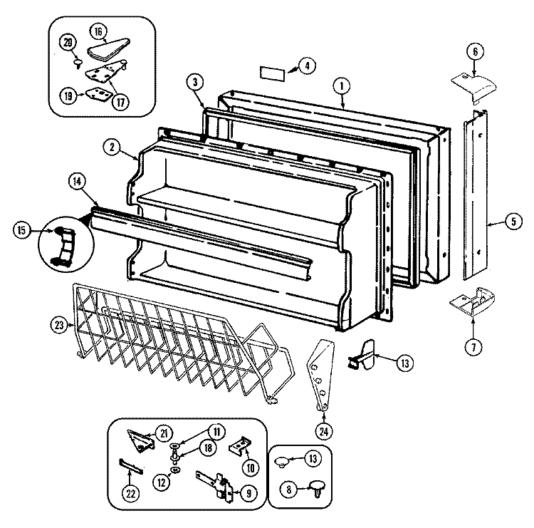 FREEZER DOOR Diagram and Parts List for JRTE218W  Jenn-Air Refrigerator
