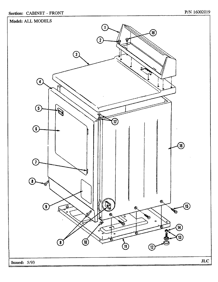 CABINET - FRONT (LDE7500ACM, ADM) & (LDG) Diagram and Parts List for LDG7500AAE  Maytag Dryer
