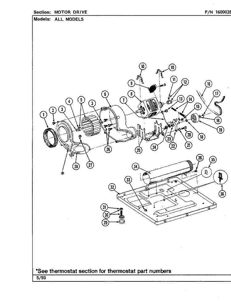 MOTOR DRIVE Diagram and Parts List for LDE8000ACL  Maytag Dryer