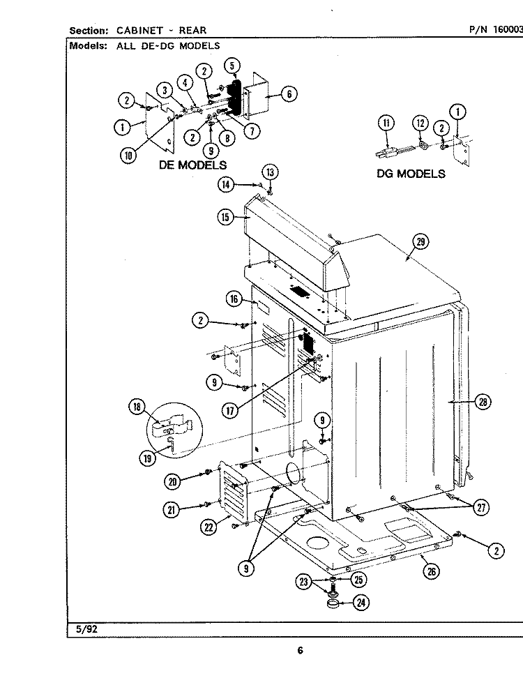 CABINET - REAR (LDE7500ACE, ADE) & (LDG) Diagram and Parts List for LDG7500AAE  Maytag Dryer