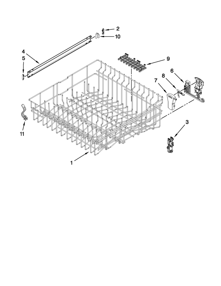 Upper Rack And Track Parts Diagram and Parts List for MDB8959SAS0  Maytag Dishwasher