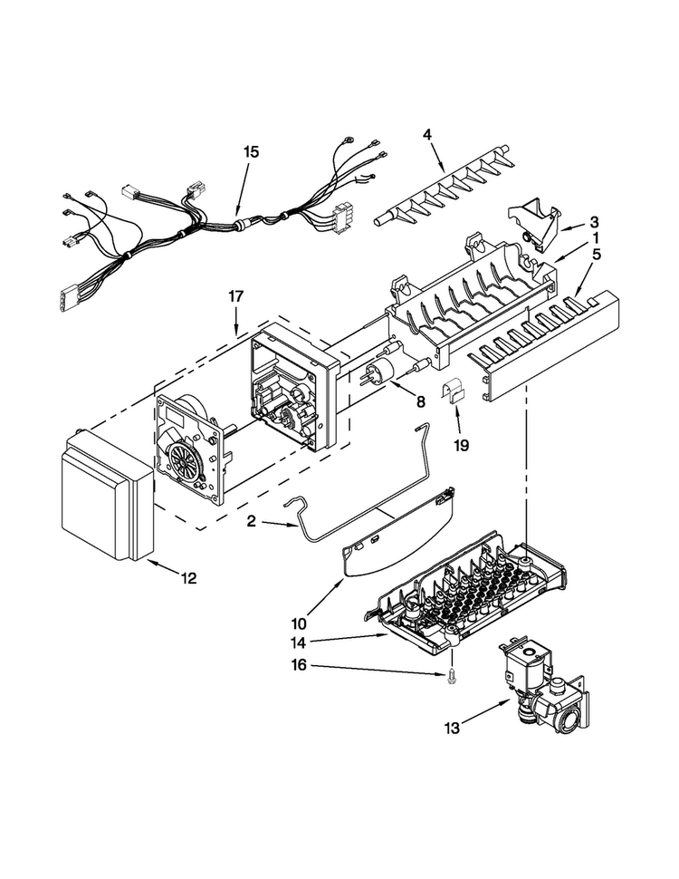 Icemaker Parts Diagram and Parts List for MFI2665XEM8  Maytag Refrigerator