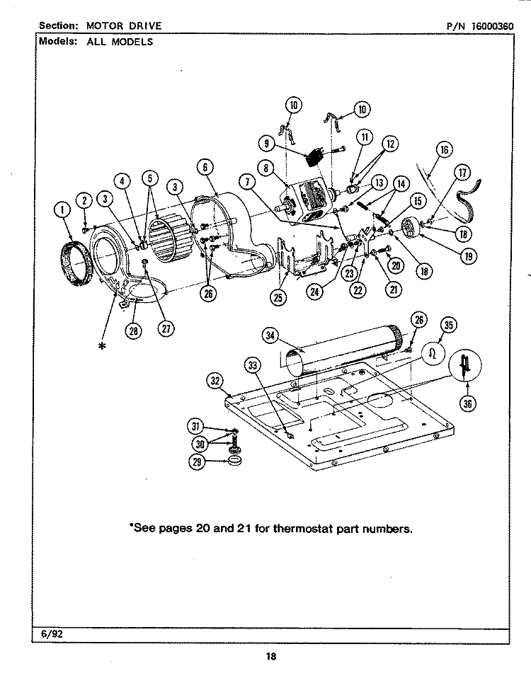 MOTOR DRIVE Diagram and Parts List for LDE9801ADW  Maytag Dryer