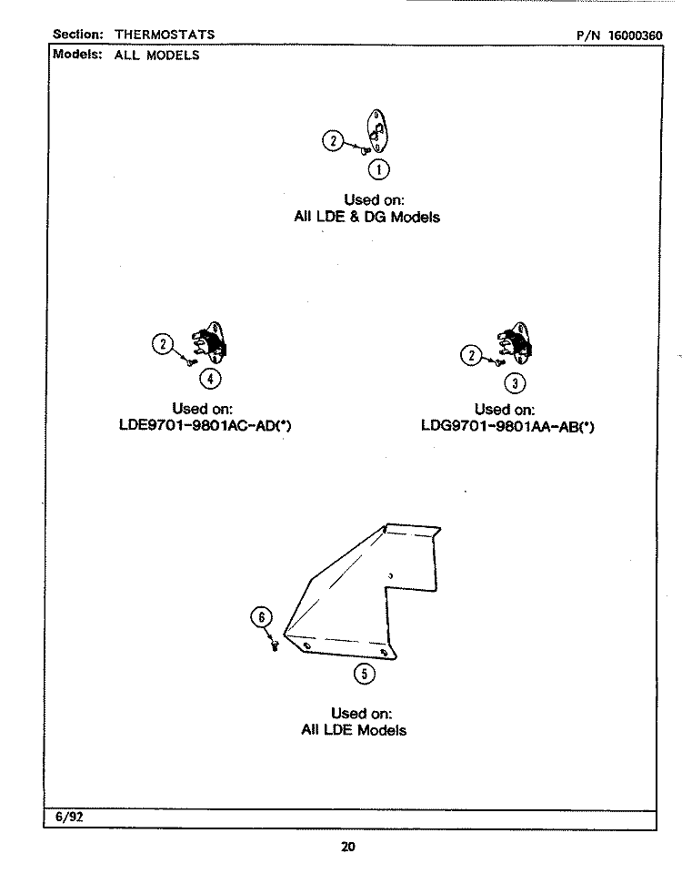 THERMOSTATS Diagram and Parts List for LDE9801ADW  Maytag Dryer