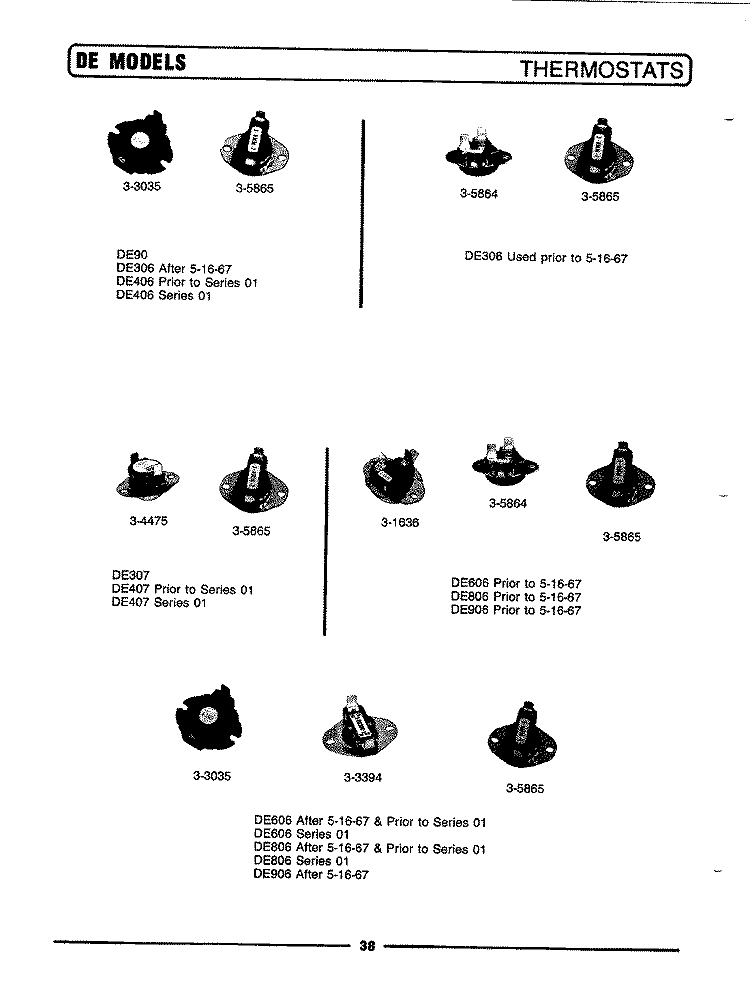THERMOSTATS Diagram and Parts List for DE606  Maytag Dryer