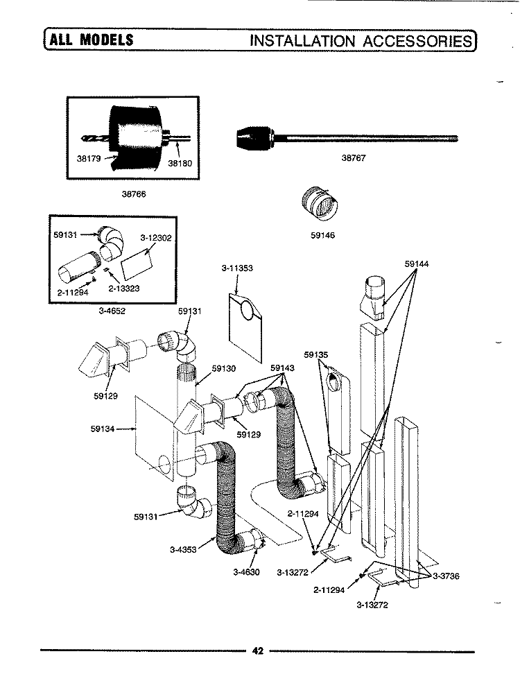 INSTALLATION ACCESSORIES Diagram and Parts List for DG806  Maytag Dryer