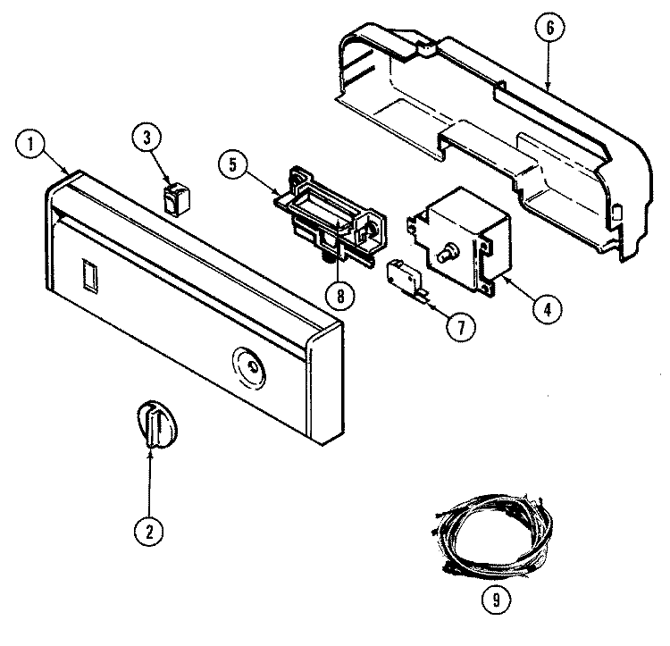 CONTROL PANEL Diagram and Parts List for DWU7300BAX  Maytag Dishwasher