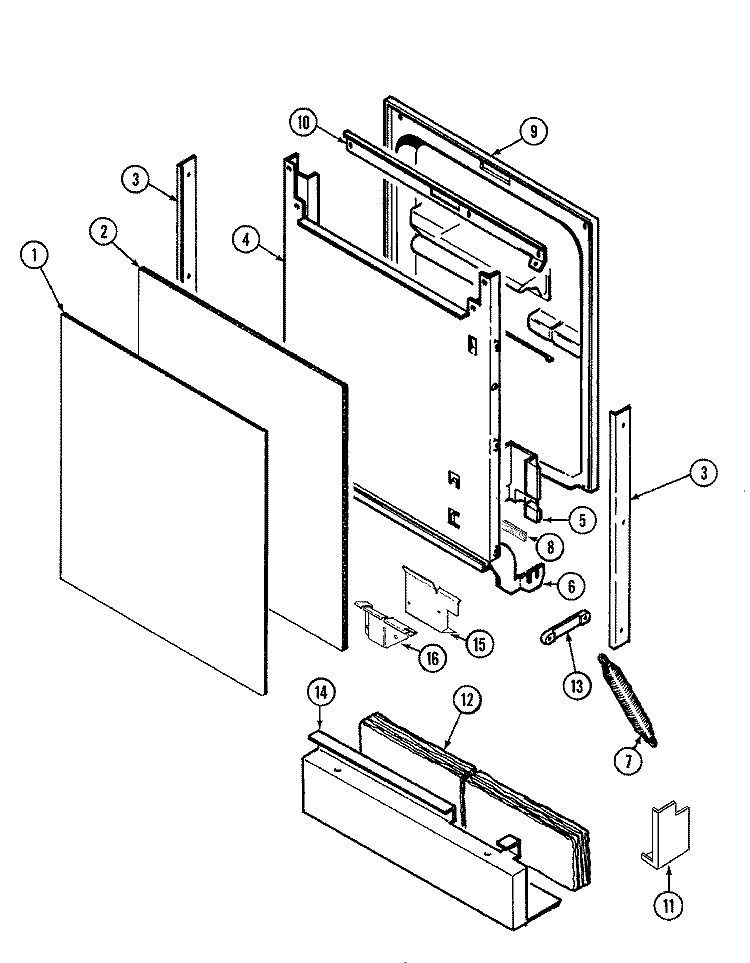 DOOR Diagram and Parts List for DWU7300BAX  Maytag Dishwasher