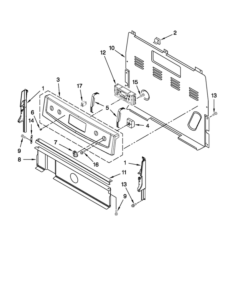 Control Panel Parts Diagram and Parts List for AER5524XAD1  Amana Range