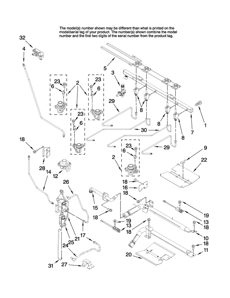 Manifold Parts Diagram and Parts List for MGR6751BDS18  Maytag Range