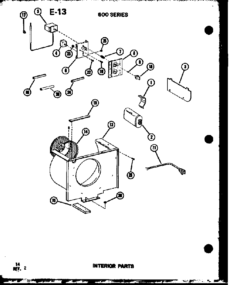 Interior Parts Diagram and Parts List for 624-3P P67119-31R Amana Air Conditioner