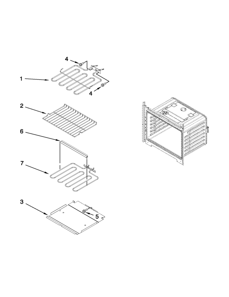 Internal Oven Parts Diagram and Parts List for MEW7530AS01  Maytag Wall Oven