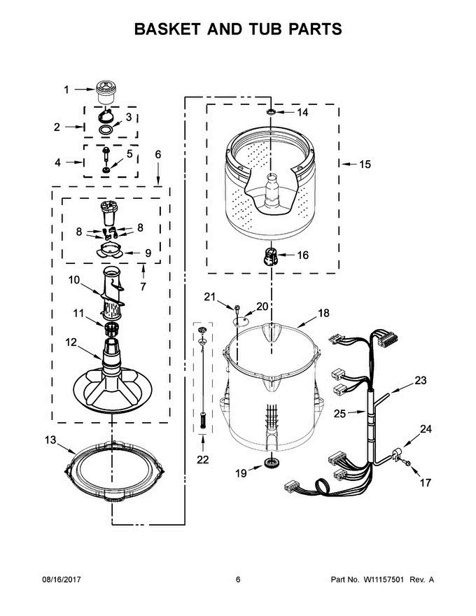 04 - Basket And Tub Parts Diagram and Parts List for 7MMVWC100DW2  Maytag Washer