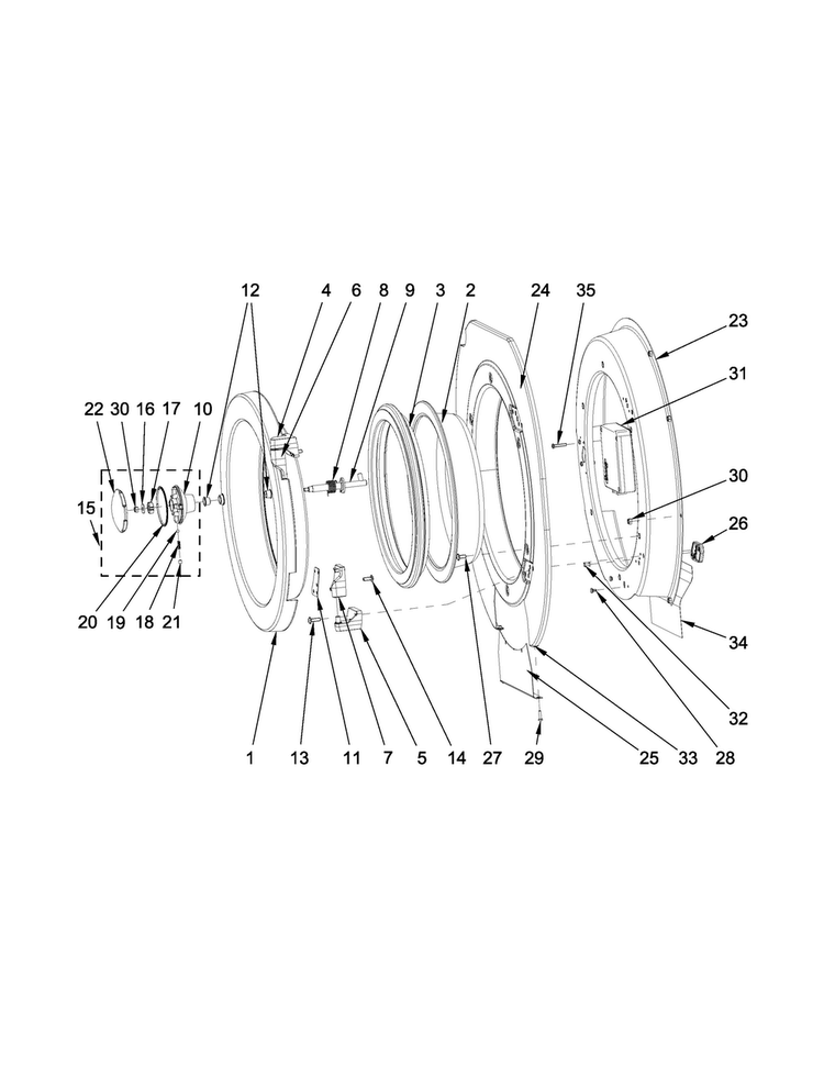Door Parts Diagram and Parts List for MXS55PNATS  Maytag Washer